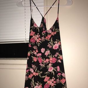 Black and Pink Floral Print Dress